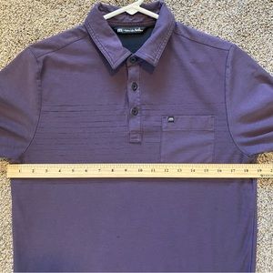 Travis Mathew Mens Small Purple Striped Golf Polo Performance Wear Shirt